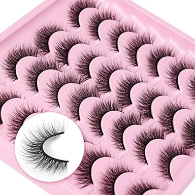 Lashes Natural Look Wispy Fasle Eyelashes 12mm Short Faux Mink Eyelashes Cat Eye Natural Strip Lashes Pack by Zegaine 16 Pairs - Image 3