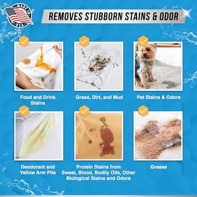 Enzyme Laundry Booster Odor Remover - 2 lbs Unscented Enzymatic Clothes Stain Cleaner Powder, Natural Deodorizer with Bio Active Enzymes, Detergent Additive Eliminator for Sweat, Oil, Blood - 64 Loads - Image 4