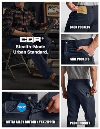 CQR Men's Vent Stretch Pants, Quick Dry Lightweight Casual Cargo Pants, Water Resistant Straight-Fit Utility Work Pants, Sedona Urban Pants Operator Navy, 34W x 32L - Image 9