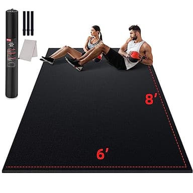 GymCope Large Exercise Mat for Home Workout,12‘x6’/10'x6'/9'x6'/8'x6'/7'x5'/6'x4' (7mm) Extra Thick Workout Mat, High-Density Gym Mat for Cardio, Jump Rope, MMA, Weights (Shoe-Friendly) - Image 1