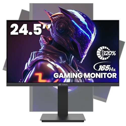 CRUA 24.5Inch Gaming Monitor 144Hz/165Hz, FHD(1920x1080P) 120% sRGB Computer Monitor, Height/Pivot/Swivel/Tilt Adjustable Vertical Monitor, Support FreeSync, DP,HDMI, Wall Mount (75mmX75mm) - Image 1