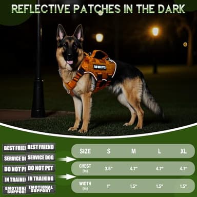 WINSEE Mesh Dog Harness with 10 Pet Patches for Large Service Dog in Training, Breathable Tactical Molle Vest with Double Handles, Reflective Military Pet Vest for Walking Hiking - Image 6