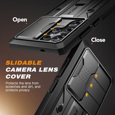 TONGATE for Samsung Galaxy S25 Ultra Case, [with Privacy Screen Protector & Slide Camera Cover] [2 Front Frames] Full-Body Heavy Duty S25 Ultra Case with Stand & Belt Clip Holster, Black Privacy 6.9" - Image 4