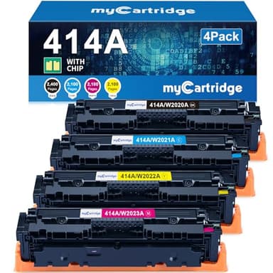414A Toner Cartridges 4 Pack (with Chip) Compatible Replacement for HP 414A 414X for Color Laserjet Pro MFP M479fdw M479fdn M479dw Pro M454dw M454dn M479 M454 Printer Ink W2020A W2020X High Yield - Image 1
