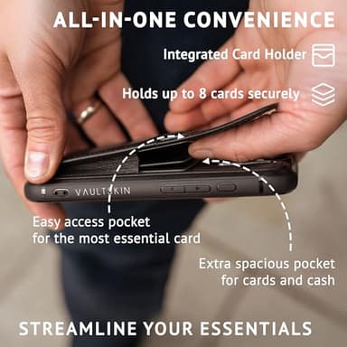 Vaultskin for iPhone 16 Pro Max Case - Slim Leather Case with Card Holder, Magnetic Closure and Drop Protection, Stylish Wallet Case for iPhone 16 Pro Max, Ideal Gift (Black, Eton) - Image 3