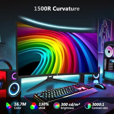 Z-Edge 34" Curved Gaming Monitor, WQHD 1440P 165Hz 144Hz PC Monitor, MPRT 1ms, 21:9 Aspect Ratio, 1500R, 16.7M Colors, 3000:1 Contrast, UG34 Frameless Bezel, 2X DP 1.4 Ports and 2X HDMI 2.0 Port - Image 5