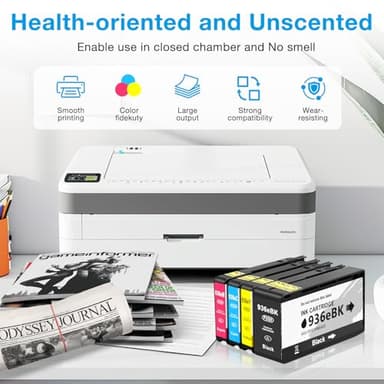 936XL 936e Ink Cartridges Combo Pack Replacement for HP 936e Ink 936XL Black and 936 Color Combo Pack for HP OfficeJet Pro 9120e 9125e 9122e 9128e 9130e 9135e 9110b 9130b 9730e (4 Pack with Chip) - Image 5
