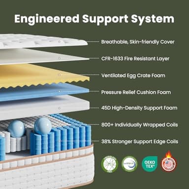 BedStory Firm Queen Mattress - 12 Inch Hybrid Mattress with Advanced Lumbar Support for Back Pain Relief - Motion Isolation and Reinforced Edges - Fiberglass-Free, CertiPUR-US, 365-Night Trial - Image 2