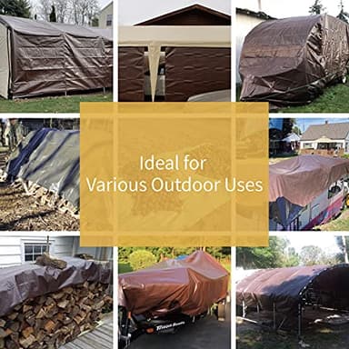 GUARD SHIELD Brown/Green Tarp 12x20 Feet Medium Duty Outdoor Waterproof Multi Purpose Poly Tarps Cover 7mil - Image 6