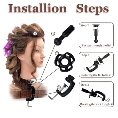Opini Mannequin Head with 100% Real Human Hair Cosmetology Mannequin Head to Practice Hairstyles Doll Head Training Head for Hairdresser (Brown) - Image 6