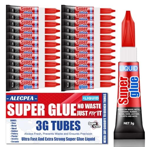 3 Gram (Pack of 24) Single Use Super Glue Liquid, Super Fast, Thin & Strong Adhesive Superglue, Cyanoacrylate Glue for Hard Plastics, DIY Craft, Ceramics, Leather, Metal Etc - Image 1