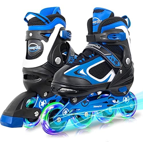MammyGol Adjustable Boys Inline Skates for Kids with Light up Wheels,Flashing Beginner Roller Skates Blades Toddler and Girls Size 1-4 - Image 1