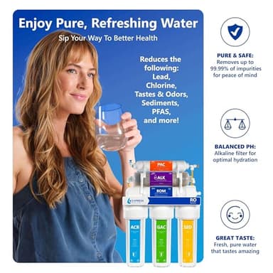 Express Water Reverse Osmosis Alkaline Water Filtration System – 10 Stage RO Water Filter with Faucet and Tank – Under Sink Water Filter with Alkaline Filter for Added Essential Minerals – 50 GPD - Image 3
