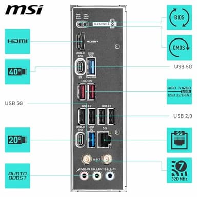 MSI X870 Gaming Plus WiFi Motherboard, ATX - Supports AMD Ryzen 9000/8000 / 7000 Processors, AM5-60A SPS VRM, DDR5 Memory Boost 8200+ MT/s (OC), PCIe 5.0 x16 & 4.0 x16, M.2 Gen5, Wi-Fi 7, 5G LAN - Image 6