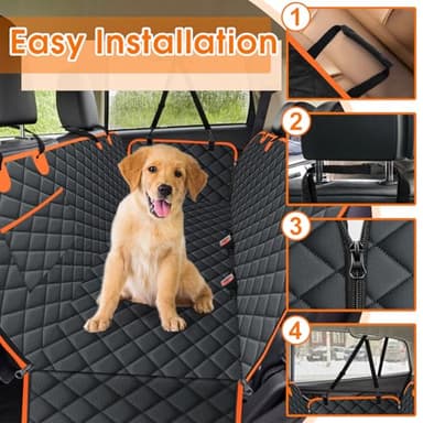 NECKORY Dog Car Seat Cover, Durable Waterproof Scratch Proof Nonslip Dog Hammock, Back Seat Covers with Pocket for Cars SUVs and Trucks - L, Black/Orange - Image 5