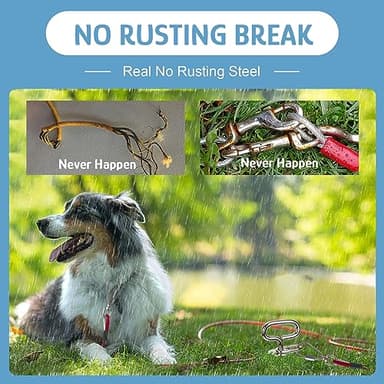 Dog Tie Out Cable for Dogs, 10ft Heavy Duty Dog Tether for Yard, Camping, Outside, Suitable for Small Medium Large Dogs, Silver, 10ft - Image 3