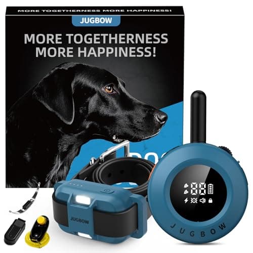 Jugbow Dog Shock Collar - 3/4 Mile Dog Training Collar with Remote for Large Medium Small Dogs, Rechargeable IPX8 Waterproof E-Collar with 3 Training Modes, LED Light & Security Lock (Blue) - Image 1
