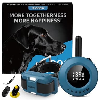 Jugbow Dog Shock Collar - 3/4 Mile Dog Training Collar with Remote for Large Medium Small Dogs, Rechargeable IPX8 Waterproof E-Collar with 3 Training Modes, LED Light & Security Lock (Blue) - Image 1