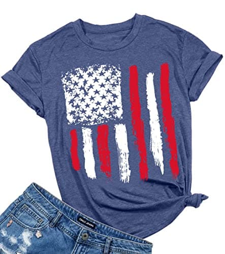 Patriotic Shirts for Women American Flag Shirt 4th of July Tshirt Graphic Tees Casual Short Sleeve Tee Top - Image 1
