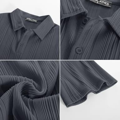 PJ PAUL JONES Mens Polo Shirts Short Sleeve Textured Golf Polo Shirts Dark Grey - Image 5