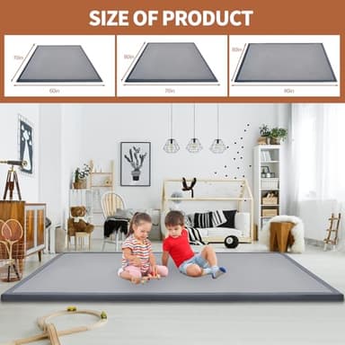 Baby Play Mat for Floor - 1.4" Thick Memory Foam Rug, 70"x59" Playpen Tummy Time Mat, Soft Velvet Nursery Rug, Large Padded Crawling Mats, Cushioned Pads for Playroom Toddlers, Infants, Yoga, Tatami - Image 5