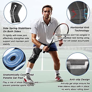 NEENCA Professional Knee Brace for Pain Relief, Medical Knee Compression Sleeve, Knee Support with Horizontal Knit Tech for Meniscus Tear, ACL, Arthritis, Joint Pain, Runner, Workout- FSA/HSA APPROVED - Image 3