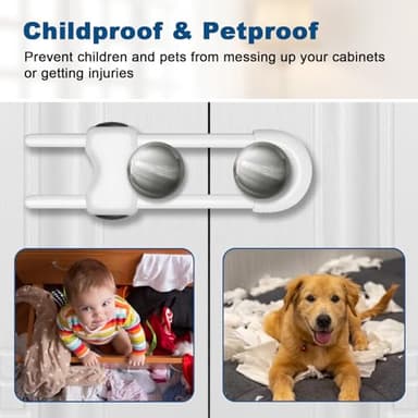 LLOOC Cabinet Locks for Babies,Child Proof Cabinet Locks,4 Pack U-Shaped Baby Proofing Cabinets,Child Locks for Cabinets and Drawers,Child Safety Cabinet Locks with Adjustable(White) - Image 5