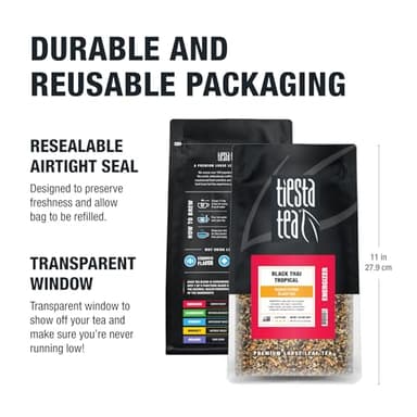 Tiesta Tea - Black Thai Tropical, Loose Leaf, Mango Citrus Black Tea, Premium Blend, Caffeinated, Make Hot or Iced Brews Up to 200 Cups, 16 Ounce Resealable Bulk Pouch - Image 8