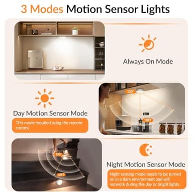 Under Cabinet Lighting, 1500mAh Rechargeable Motion Sensor Puck Lights with Remote, 3 Color Temper, Magnetic Stick on Light, Dimmable Under Counter Lights for Kitchen, Shelf, Stair(6P) - Image 2