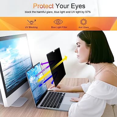 Privacy Screen for MacBook Air 15 Inch 2023-2025 (M2 M3 M4 Chip), Magnetic Removable Anti Glare Blue Light Filter Protector - Image 5