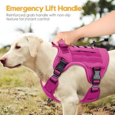 Heavy-Duty Tactical Dog Harness for Large Dogs, No Pull Adjustable Reflective Pet Vest with Molle System, K9 Military-Grade Control for Service Training, Outdoor & 10+ Breeds, Pink, Large - Image 8
