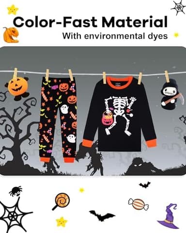 DAUGHTER QUEEN Boys & Girls 100% Cotton Holiday Pajamas, Halloween Christmas Sleepwear 18M-12Y - Image 9