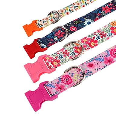 Didog Floral Dog Collar with Bow, Cute Girl Dog Collars with Detachable Bowtie, Soft & Comfy Spring Summer Dog Collar for Small Medium Large Dogs Gift Holiday, Orange, S - Image 4