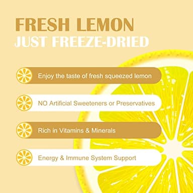 Grelim Lemon Powder 11.30 Oz, 100% Freeze Dried Powder, Filler Free, Gluten-Free, Rich in Natural Vitamin C Fresh Squeezed Lemon Flavor Great for Beverages, Smoothies 320g - Image 3