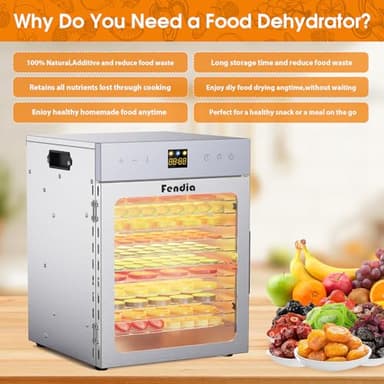 Food Dehydrator for Jerky, 12 Stainless Steel Trays, 1200W Fruit Dehydrator, 24H Timer and 190°F Temperature Control, Overheat Protection, Food Dryer for Jerky, Herbs, Fruit, Dog Treats - Image 5