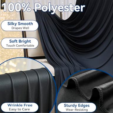 60×14ft Wrinkle Free Black Backdrop Curtain for Parties Wedding,12 Panels 5×14ft Height Soft Silky Polyester Photo Backdrop Drapes for Birthday Graduation Photography Stage Event Background Cloth - Image 2