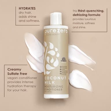 Purezero Coconut Milk Shampoo & Conditioner Set - 100% Vegan & Cruelty Free - Intense Hydration & Increase Shine - Zero Sulfates, Parabens, Dyes - Fight Dandruff & Frizz - Image 5