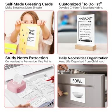 Mini Printer Sticker Thermal Printer with 3 Rolls Paper, Bluetooth Portable Phone Print Pods,Study Sticker Maker for Pictures, Photos, Journals, DIY, Compatible with Phone & Tablet - Image 3