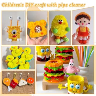 620 Pieces Pipe Cleaners Craft Set, 600 Pcs Chenille Stems with 20 Pcs Flower Stems, Craft Supplies Bulk for DIY Art and Craft Projects Creative Gift Wrapping Party Decorations(Golden Yellow Series) - Image 6