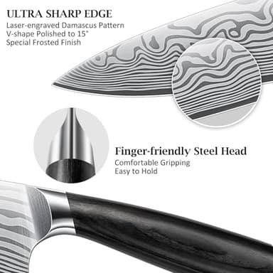 HOSHANHO 16-Piece Knife Set with Block, Ultra Sharp High Carbon Powder Steel Knife Block Set, Chef Knife Set Professional Kitchen Knives Set with Sharpener and Pakkawood Handle - Image 3