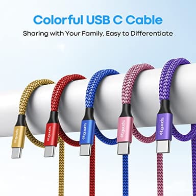 etguuds Color USB C Cable 3ft, 5-Pack USB to USB C Charger Cable, Fast Charging Cord Type C Braided for iPhone 15, for Samsung Galaxy S24 S23 S22 S21 S20 A25 A54 A15 A14, Note, Flip, Pixel, Moto, LG - Image 7