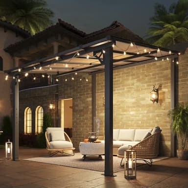 Aoxun 10’x 10’ Gazebo, Elegantly Mounted on The Wall, Presents a Captivating Pergola on Clearance for Your Outdoor Patio, for Porch, Deck, Backyard - Image 2