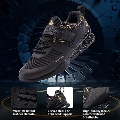 MANUEKLEAR Strong Anti-Slip Deadlift Lifting Squat Shoes for Men, Professional Training Weightlifting Shoes for Men and Women with Rubber Non-Slip Sole Obsidian Black - Image 6