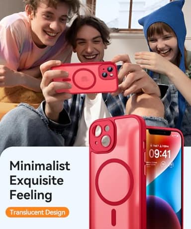 CANSHN Magnetic for iPhone 14 Plus Case, Upgraded [Full Camera Protection] [Compatible with Magsafe] [Translucent Matte] Shockproof Protective Phone Case for iPhone 14 Plus 6.7" - Red - Image 6
