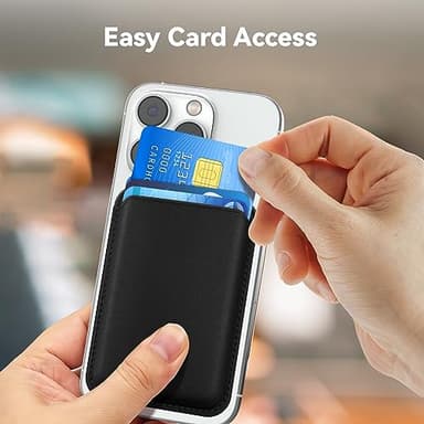 Amzone Stronger Magnetic RFID Leather Mag-Safe Card Holder for iPhone 16 Series, Mag-Safe Accessories Stick on Series of iPhone 17/16/15/14/13/12 and Pro/Promax, Black - Image 5