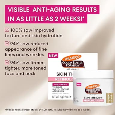 Palmer's Cocoa Butter Formula Face Cream, Skin Therapy Retinol-10 Moisturizer, 2.7 Oz, Vitamin E & Hyaluronic Acid, Helps Reduce Fine Lines & Uneven Skin Tone, 48Hr Moisture, Dermatologist Approved - Image 3