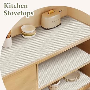 Shelf Drawer Liners for Kitchen Cabinets Non Adhesive Drawer Liner Thickened Refrigerator Liner White Quatrefoil Strong Non-Slip Paper for Tool Box, 23.6 x 236 Inches - Image 3