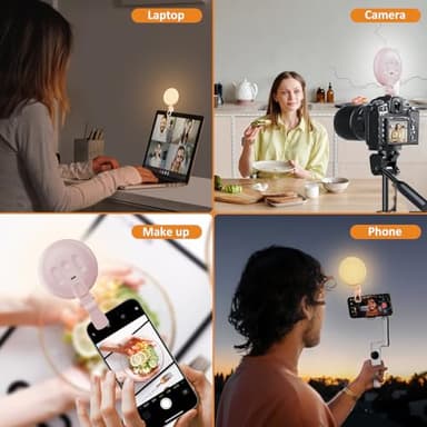 Anautin 60 LED Ring Light, Rechargeable Selfie With Front & Back Clip, 2500-6500K Portable Phone, Adjustable 3 Modes for iPhone, iPad, Tablet, Laptop, CRI97+, 90 Grams (Pink) - Image 5