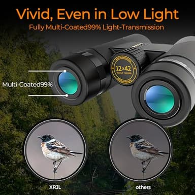 Ciannocrem 12x42 Binoculars for Adults High Powered with Phone Adapter,Build by Powerful Glasses Large View to Watch Football Games,a Travel,Hiking,Bird Watching,Survival and Hunting Gadgets for Men - Image 4