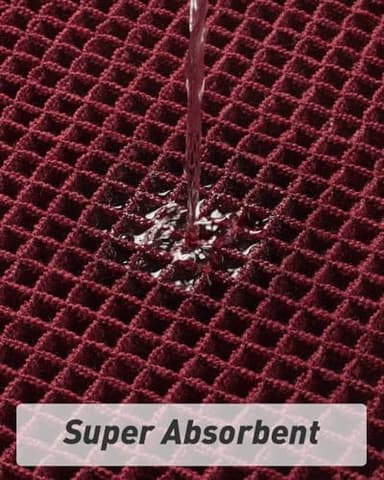 AMOAMI Upgraded Waffle Bath Mat, Super Absorbent Non Slip Bath Mats for Bathroom Floor, Machine Washable Bathroom Rugs with Tassels, Rubber Backed Bathroom Mats, Ultra Soft, 24" x 36", Burgundy - Image 3